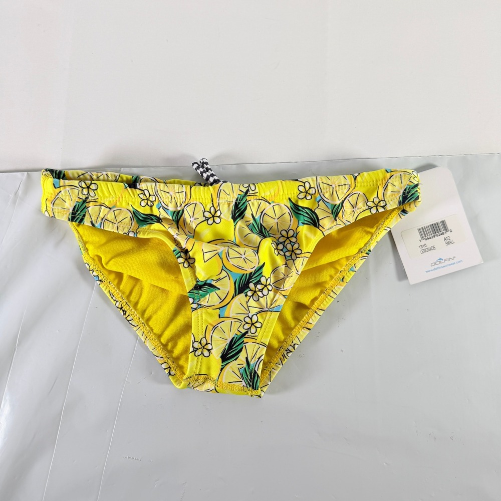 Dolfin Uglies Revibe Lemonade Swim Bikini Bottom Yellow Citrus Floral Small NWT